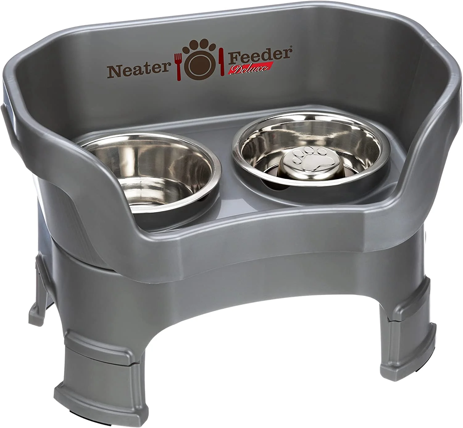 DELUXE Neater Feeder - Mess-proof elevated feeder with two stainless steel bowls